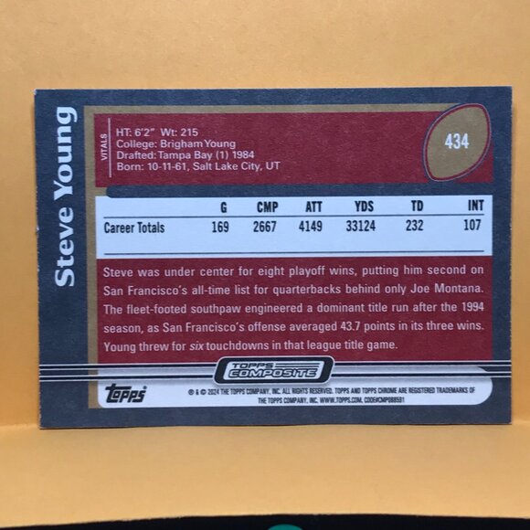 Steve Young 2024 Topps Football 49ers NFL Football Card No.434 SIGN AUTOGRAPH - Picture 2 of 2